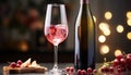 Gourmet celebration red wine, grape, glass, table, luxury, romance generated by AI