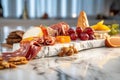 Gourmet Charcuterie Board on Marble Surface