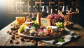 Gourmet Charcuterie and Cheese Platter with Wine, AI Generated Royalty Free Stock Photo