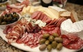 Gourmet charcuterie plate with assorted cheeses, meats, olives, and crackers - perfect for elegant gatherings.