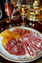 Gourmet Charcuterie Platter with Prosciutto, Salami and Accompaniments, Paired with Wine