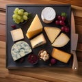 A gourmet cheese board with a selection of international cheeses2