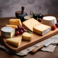 A gourmet cheese board with a selection of international cheeses1