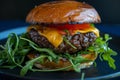 Luxe Burger Creation A Palatable Delight on a Dark Canvas