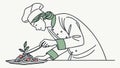 Gourmet Chef Plating a Dish with Precision in Fine Dining, vector design Generative AI Royalty Free Stock Photo