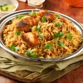 Gourmet chicken biryani with steamed basmati rice