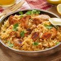 Gourmet chicken biryani with steamed basmati rice