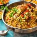 Gourmet chicken biryani with steamed basmati rice