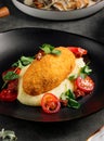 Chicken kiev cutlet with mashed potato Royalty Free Stock Photo