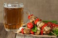 Gourmet chiken kebab skewer barbecue meat on Royalty Free Stock Photo