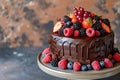 Gourmet Chocolate Cake Decorated with Fresh Berries