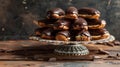 Gourmet Chocolate Eclairs on Elegant Vintage Stand