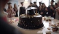 Gourmet chocolate wedding cake decoration for celebration generated by AI