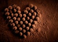 Gourmet chocolates placed into heart formation