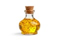 Gourmet Choice: Cork-Capped Cooking Oil Bottle on White.