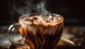 A gourmet coffee cup with frothy mocha and chocolate cream generated by AI Royalty Free Stock Photo