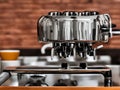 Gourmet coffee shop Macro espresso machine close up. Ai Generated