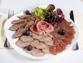 Gourmet cold meat platter on a buffet Royalty Free Stock Photo