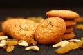 gourmet cookies with nuts and raisins Royalty Free Stock Photo