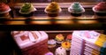 Gourmet Cupcake Display in Bakery Window Royalty Free Stock Photo