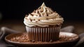 Gourmet cupcake with intricate frosting in close-up Royalty Free Stock Photo