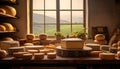 Gourmet dairy products, French culture, Swiss cheese making, rustic tradition generated by AI