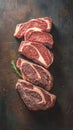 Gourmet delight Top view of succulent beef rib eye steak presentation