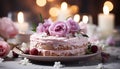 Gourmet dessert chocolate cake, strawberry cream, raspberry indulgence generated by AI Royalty Free Stock Photo