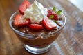 gourmet dessert options, indulge in a divine summer dessert chocolate pudding with fresh strawberries and whipped cream