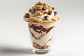 Gourmet dessert parfait with chocolate and nuts