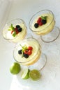 Gourmet dessert- strawberry souffle with lemon liquire and berries