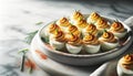 Gourmet Deviled Eggs on Elegant Plate, Culinary Presentation