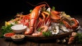 gourmet dish seafood food elevated Royalty Free Stock Photo