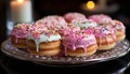 Gourmet donut with chocolate icing and multi colored sprinkles generated by AI Royalty Free Stock Photo