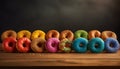 Gourmet donut stack, chocolate icing, fresh fruit generated by AI