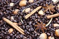 Gourmet Flavored Coffee Ingredients Royalty Free Stock Photo