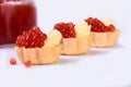 Tartlets with red caviar close up. Delicatessen. Gourmet food. Royalty Free Stock Photo