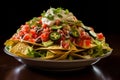 Gourmet food photography stunning close up of delicious cheese nachos with intricate details