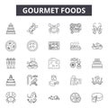 Gourmet foods line icons, signs, vector set, outline illustration concept Royalty Free Stock Photo
