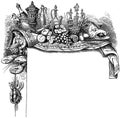 Gourmet frame I Antique Food Illustrations