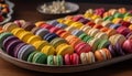 A gourmet French macaroon stack, multi colored and indulgent generated by AI