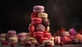 A gourmet French macaroon stack, a sweet indulgence of colors generated by AI