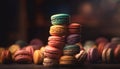 A gourmet French macaroon stack, a sweet indulgence for dessert generated by AI