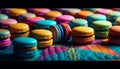 Gourmet French macaroons, a sweet indulgence stack generated by AI