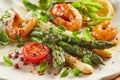 Gourmet fresh prawn and asparagus appetizer