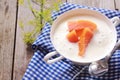 Gourmet fresh salmon chowder soup Royalty Free Stock Photo