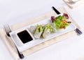 Gourmet Fresh Spring Rolls with Soy Sauce Royalty Free Stock Photo