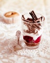 Gourmet fruit and chocolate parfait