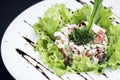 Gourmet fusion seafood and apple celery salad with wasabi mayo Royalty Free Stock Photo