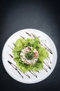 Gourmet fusion seafood and apple celery salad with wasabi mayo Royalty Free Stock Photo